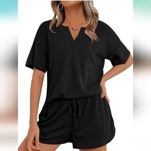 KIKIBERRY Women 2 Piece Outfits Short Sleeve Top and Shorts Pajama Sets